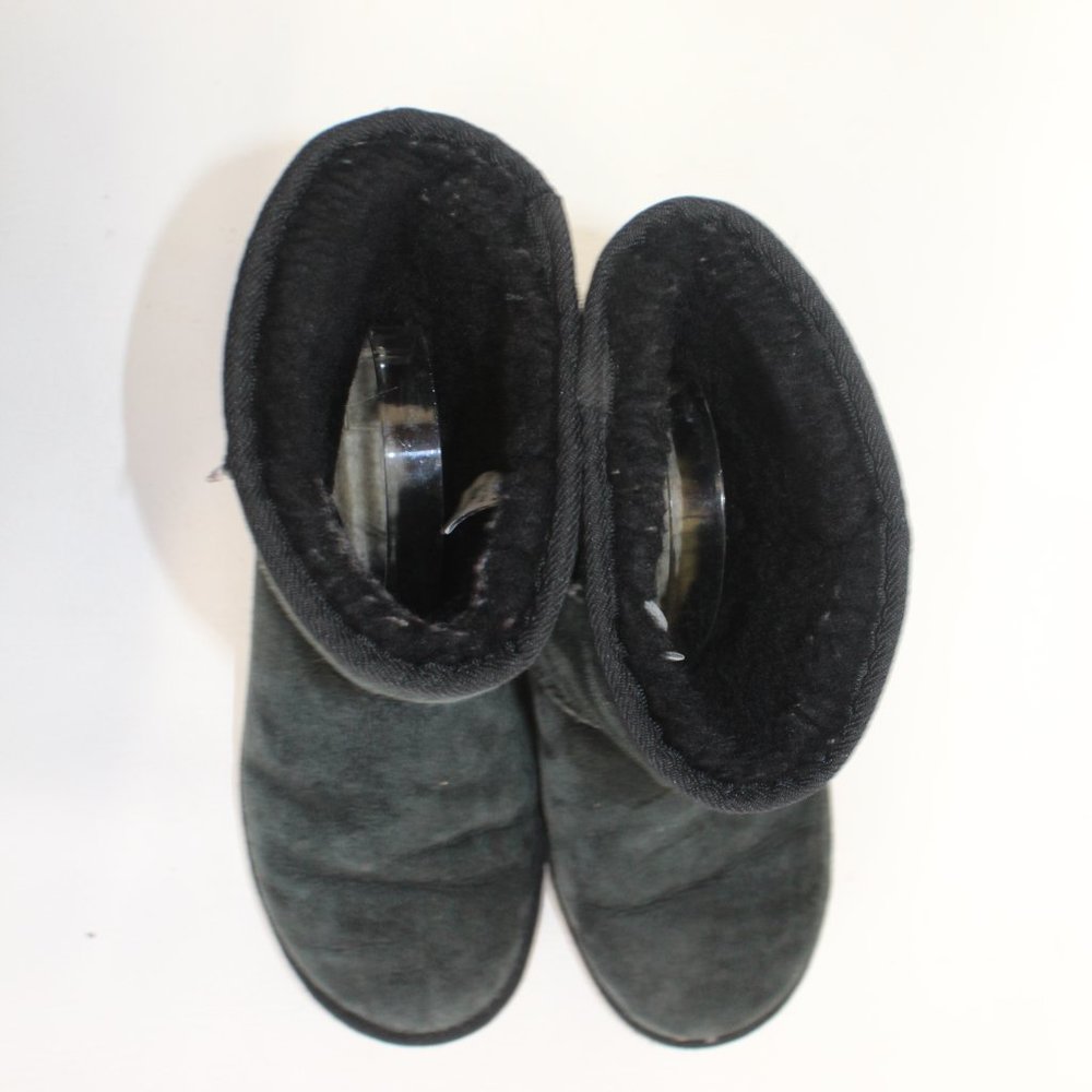 UGG Australia Classic Mid Calf Sheepskin Suede Boots Black Style F8006 #125 - Picture 9 of 11
